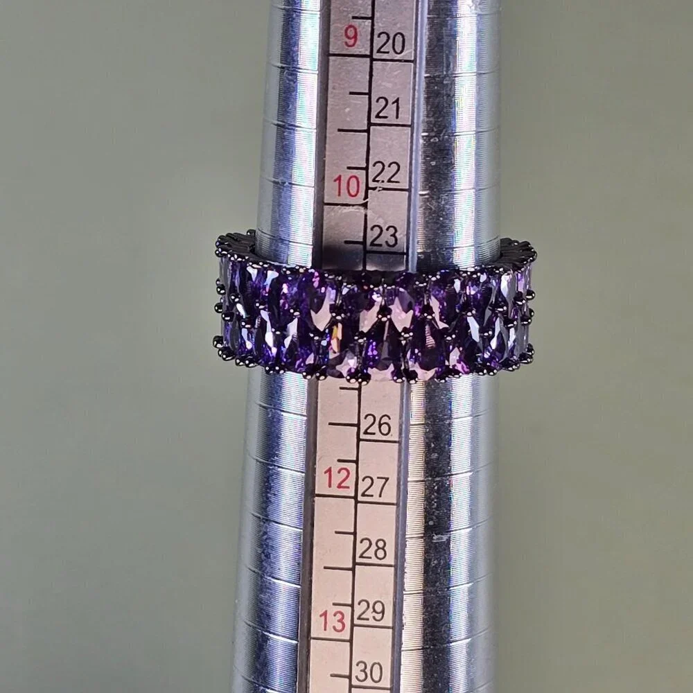 Synthetic Amethyst Cluster in Black-Plated‎ Eternity Band Size 11 (NWOT)